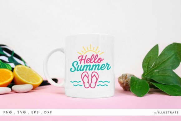Hello Summer SVG Clipart Graphics for Crafts & Content