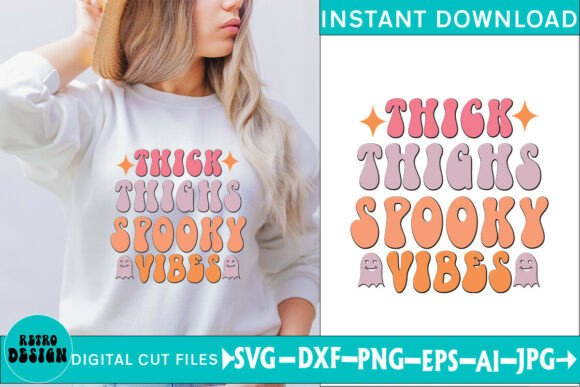 Thick Thighs Spooky Vibes Funny Quote Graphics and Crafts Review